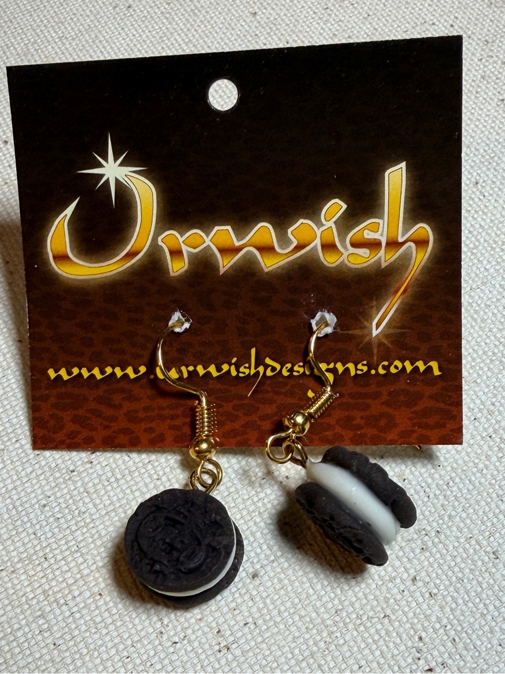 Wish Black and White Cookie Charm Dangle Earrings - Oreo